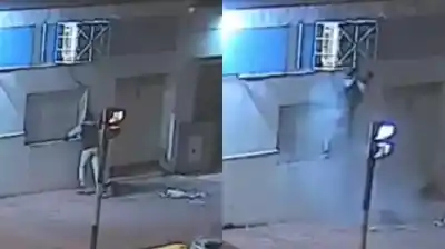 Lo que las cámaras del 911 captaron: intentaba robar cobre de un aire acondicionado y no se esperaba este final