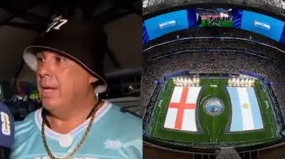 Se coló en la semifinal Argentina-Inglaterra: el insólito truco con una beba que lo hizo pasar desapercibido