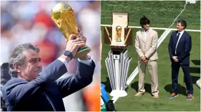 Dos leyendas, un trofeo: el emotivo ingreso de la Copa del Mundo en la final Argentina-España