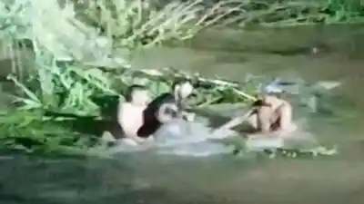 Vecinos tucumanos arriesgan sus vidas para rescatar a un chofer del río Salí