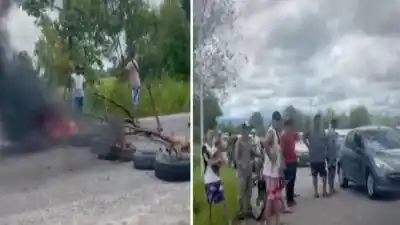 Vecinos de Simoca cortan la Ruta 325 con fuego y reclaman por las inundaciones