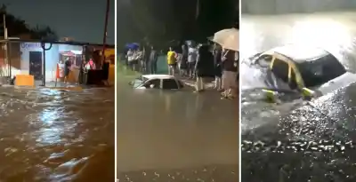 La fuerza del agua arrastró un vehículo en Alderetes: el video que muestra el poder del temporal