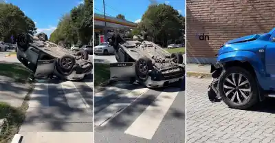 Volcó un auto tras ser embestido por una camioneta en Yerba Buena: una mujer de 85 años resultó herida