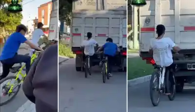Se subieron a un camión en movimiento: el video que preocupa a los tucumanos