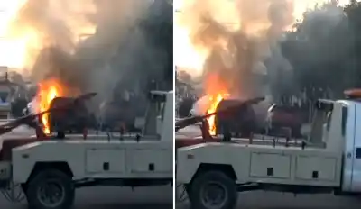 Chocó y en segundos las llamas devoraron su camioneta: el impactante momento en Barrio Sur