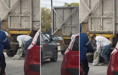 Arriesgó su vida por una carga de limones en pleno tránsito