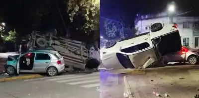 Un auto volcó en plena madrugada y el video que nadie esperaba