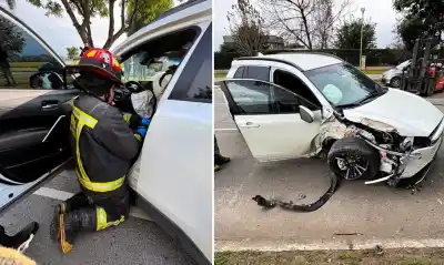 Impacto en Yerba Buena: una mujer quedó atrapada y tuvo que ser rescatada