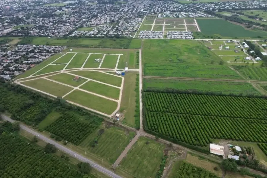 Vista aérea del nuevo trazo en el terreno
