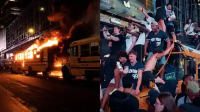 Festejaron el título de los Knicks y la ciudad explotó: patrulleros destrozados y decenas de detenidos