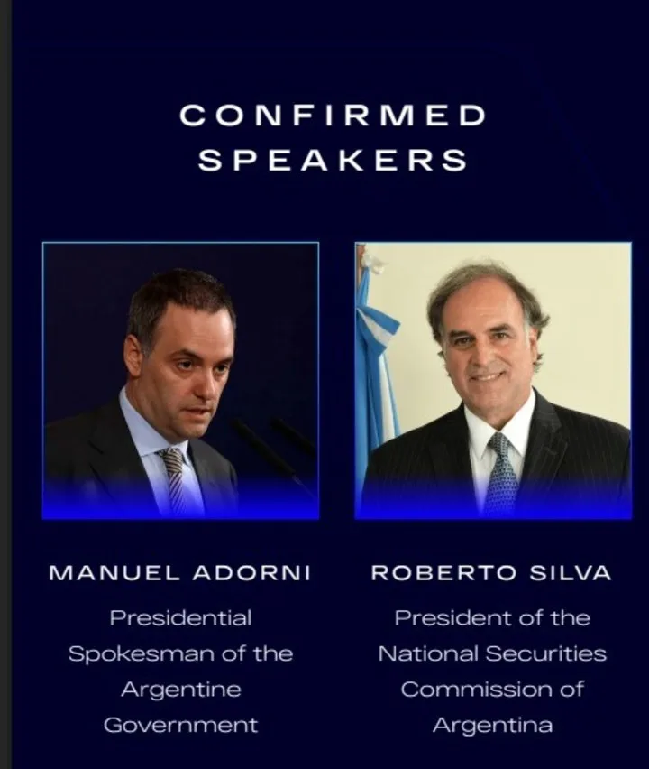 El flyer hallado en el teléfono de Novelli que señala a Adorni como speaker confirmado para el Tech Forum 2