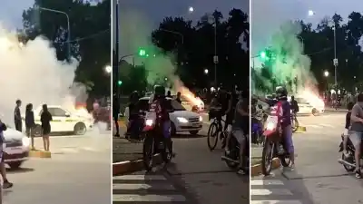 Un taxi estalló en llamas en el Parque 9 de Julio y generó pánico en el corazón de San Miguel de Tucumán