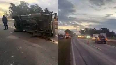 Volcó una camioneta en la Ruta 5 y los ocupantes salieron despedidos: dos muertos