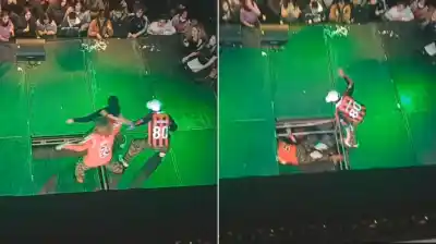 Se partió el piso del escenario y dos bailarinas cayeron al vacío durante un concurso de K-pop